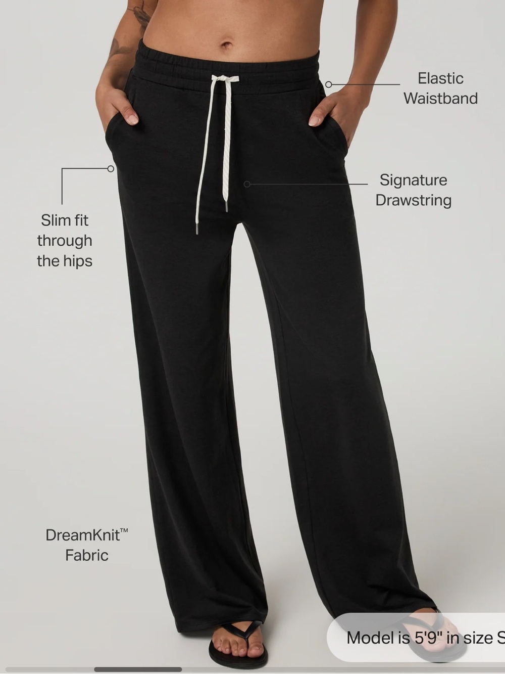 Vuori Halo Essential Wide Leg in Black